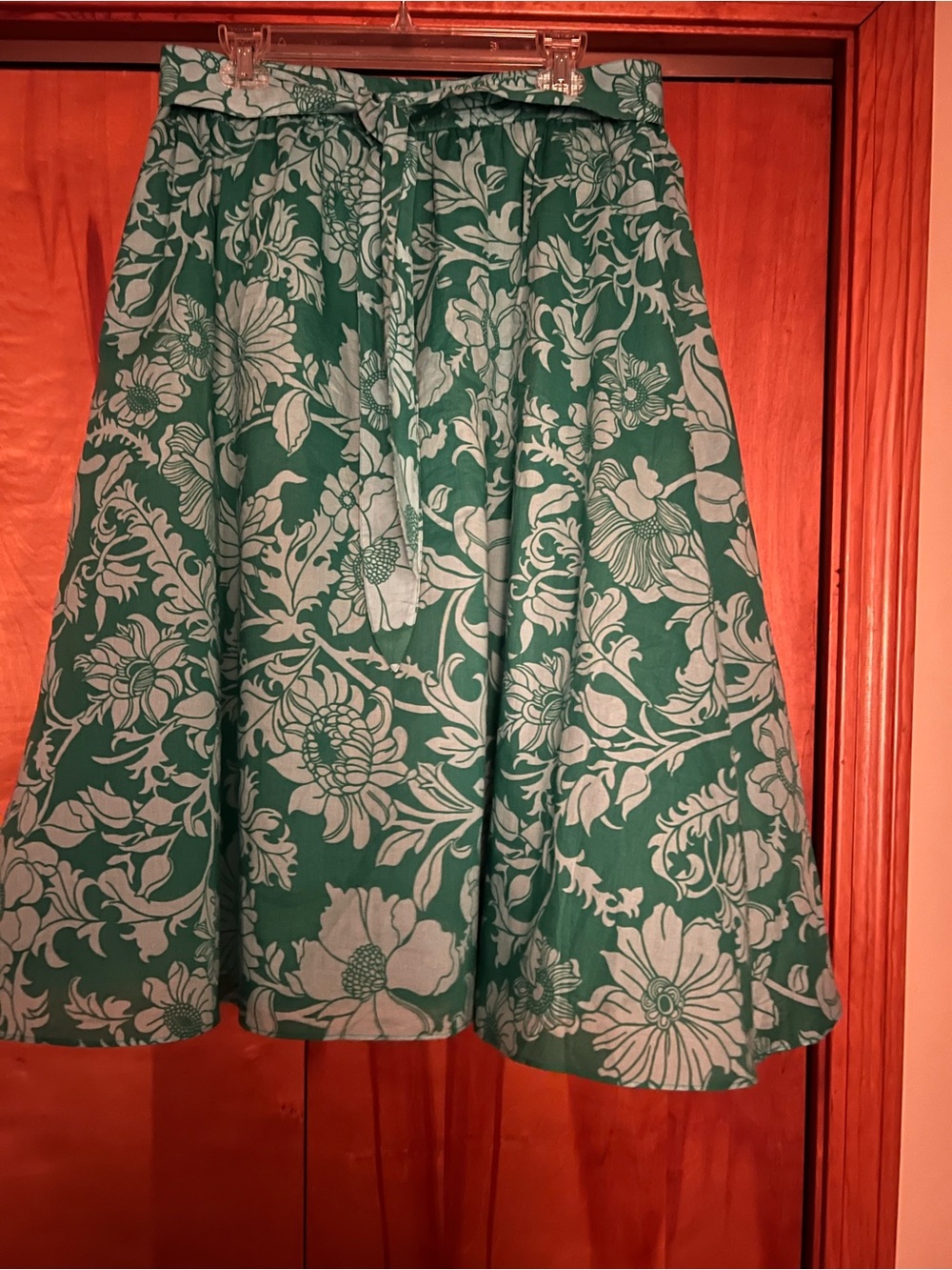 Green Floral A-Line Skirt